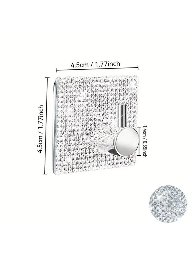 Pack Of 4 Heavy Duty No Drill Chrome Wall Hooks With Rhinestone Waterproof Adhesive - Image 4