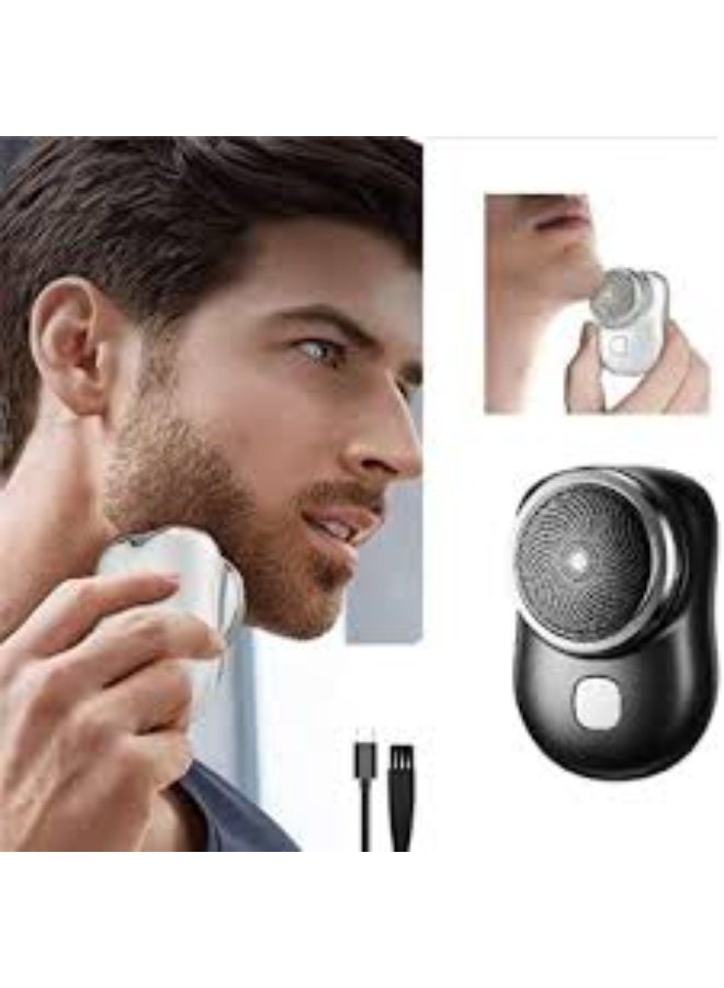 ماكينة حلاقة كهربائية صغيرة محمولة تعمل بمنفذ USB، ماكينة حلاقة كهربائية دائرية جديدة للسفر لعام 2023 للرجال، ماكينة حلاقة صغيرة قابلة لإعادة الشحن للاستخدام الجاف والرطب، ماكينة حلاقة كهربائية للرجال لحلاقة الوجه (أسود) - Image 3