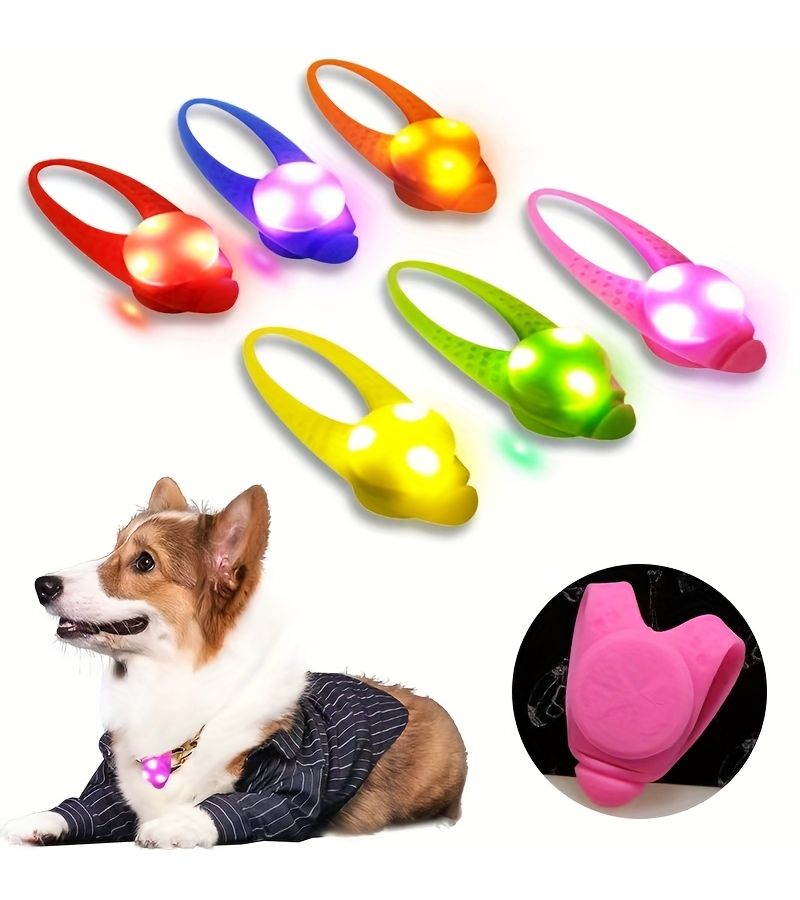 Pink Silicone Dog LED Pendant Night Walk Flashing Location Light Three Button Control Pet Safety Accessory - Image 4