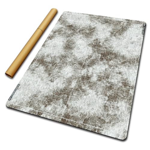 Jucoci Tabletop Wargaming Battlemat 44 x 60 with WH40K Deployment Zones and Grid Patchy Snow - Image 1