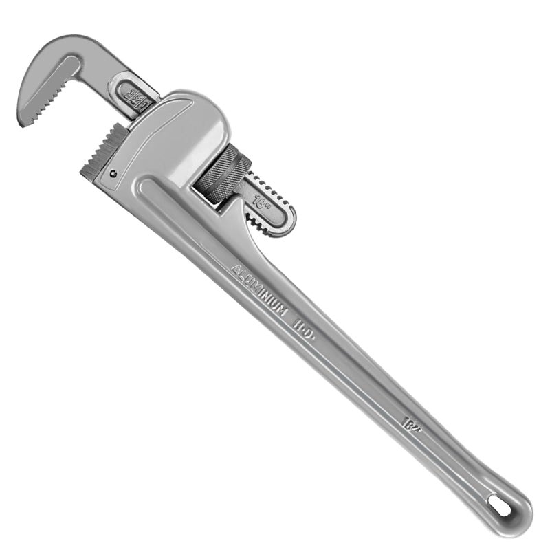 ETERNA Pipe Wrench 18 inch Aluminum Straight Pipe Wrench with Alloy Carbon Steel Hook Jaws Heavy Duty Plumbing Wrench