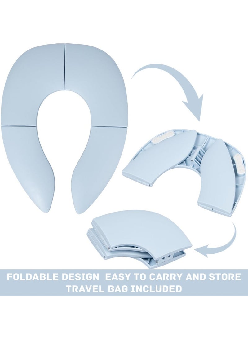 يونيكبيبي مخفض المرحاض القابل للطي، مقعد نونية للسفر للأطفال، مقعد تدريب نونية غير قابل للانزلاق مع حقيبة تخزين، وسادة مبولة محمولة للأطفال والكبار، باللون الأزرق - Image 4