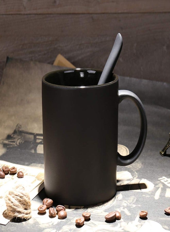 Smilatte 11 oz Matte Black Porcelain Coffee Mug, Classic Ceramic Cup with Hanlde for Latte Cappuccino Tea, Matt Black - Image 4