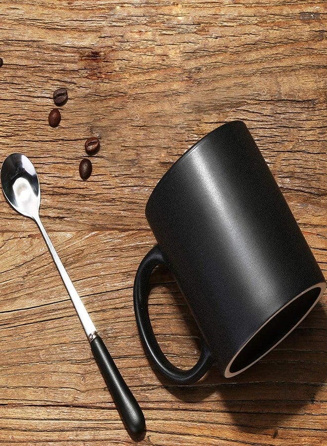 Smilatte 11 oz Matte Black Porcelain Coffee Mug, Classic Ceramic Cup with Hanlde for Latte Cappuccino Tea, Matt Black - Image 5