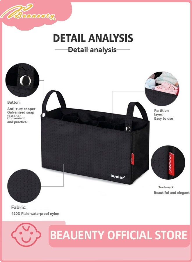 بيوينتي حقيبة الحفاضات ، متعددة الوظائف الكبيرة القدرة عربة معلقة حقيبة - أمي حقيبة الظهر للطفل الأساسيات ، منظم تخزين السفر - Image 1