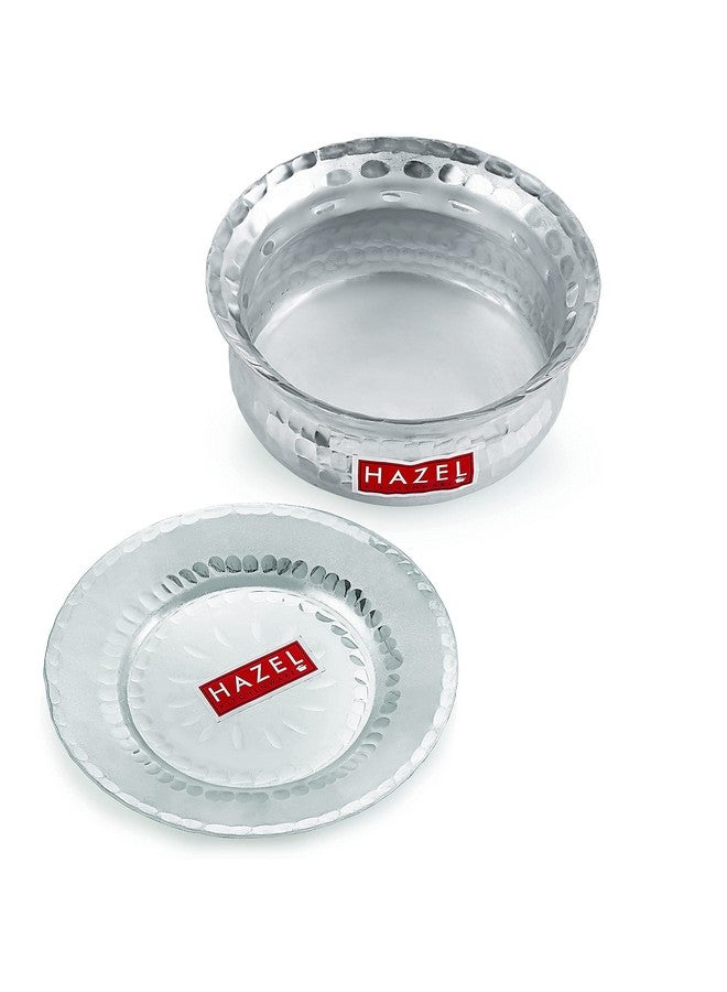 HAZEL Aluminium Hammered Finish Handi with Lid | 19 cm with 1400 ml Capacity Biryani Rice Cooking Pot | GOL Patiya Tope Patila Vessel - Image 3