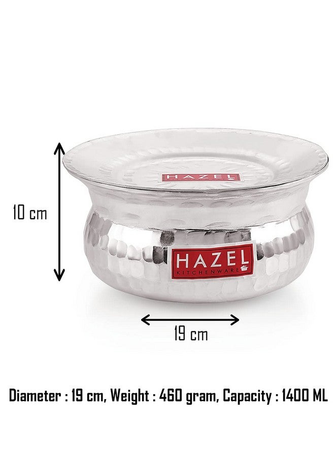 HAZEL Aluminium Hammered Finish Handi with Lid | 19 cm with 1400 ml Capacity Biryani Rice Cooking Pot | GOL Patiya Tope Patila Vessel - Image 5