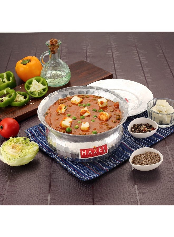 HAZEL Aluminium Hammered Finish Handi with Lid | 19 cm with 1400 ml Capacity Biryani Rice Cooking Pot | GOL Patiya Tope Patila Vessel - Image 1