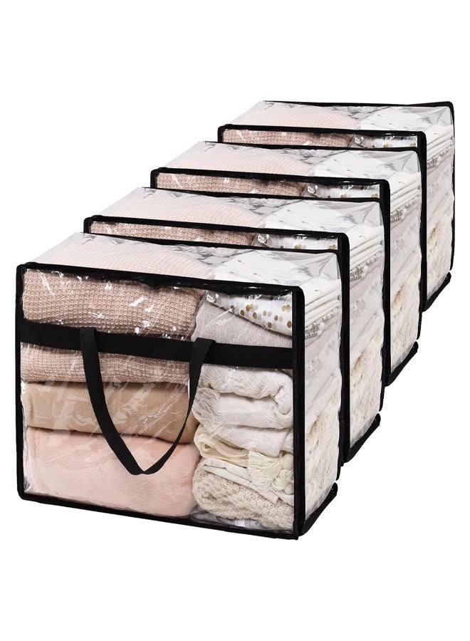 DUNISO 4 Pcs Clear Moving Bags，Storage Bags with Zippers & Handles, Collapsible Heavy Duty Storage Bags，Waterproof, Moisture-proof, Sturdy and Durablefor,Organized Storage of Clothing, Toys, Bedding and Moving Supplies,60*24*42cm - Image 1