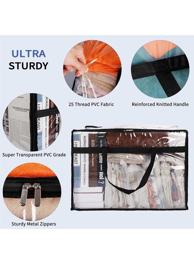 DUNISO 4 Pcs Clear Moving Bags，Storage Bags with Zippers & Handles, Collapsible Heavy Duty Storage Bags，Waterproof, Moisture-proof, Sturdy and Durablefor,Organized Storage of Clothing, Toys, Bedding and Moving Supplies,60*24*42cm - Image 4