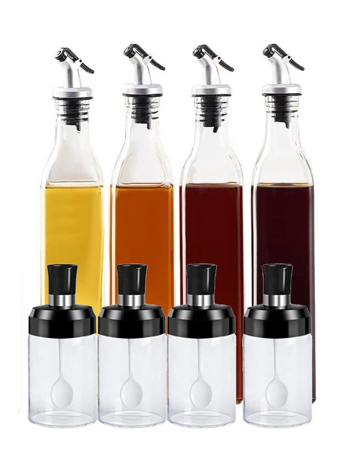 XiuWoo Spice Jars, 8-Piece Glass Spice Jar Set with Airtight Metal Lids with Spice Bottle Label Stickers, Seasoning Storage Bottles 4 pcs 500ML 4 pcs 250ML for Spice Racks, Cabinets, Drawers - Image 1