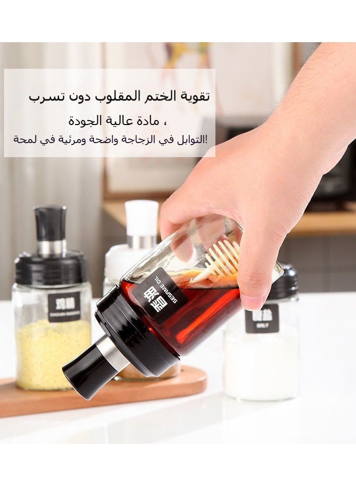XiuWoo Spice Jars, 8-Piece Glass Spice Jar Set with Airtight Metal Lids with Spice Bottle Label Stickers, Seasoning Storage Bottles 4 pcs 500ML 4 pcs 250ML for Spice Racks, Cabinets, Drawers - Image 4