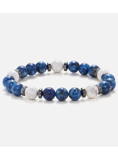 CHRYSOSTOMOS Handmade Beaded Bracelet for Men with Blue Agate White Howlite and Hematite Rings  - Image 1