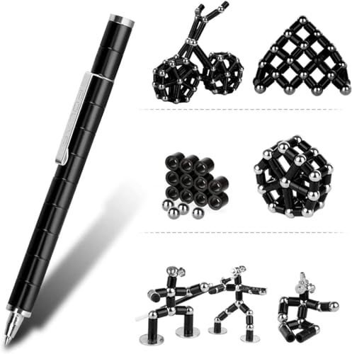 Jopstacext Fidget Pen Cool Toys Pen Decompression Magnetic Metal Pen Desk Toys Multifunctional Deformable Writing Pen Basket Stuffers Gadgets Gift for Kids Adults Black - Image 5