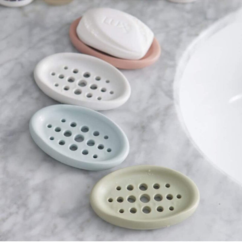 Mockery Soap Holder Tray with Drain Holes for Shower Scrubber Bathroom Kitchen Sponge, Self Draining Non-Slip Stand Soap Holder, Silicone Drainer Dish (Random Color, Pack of 2) - Image 2