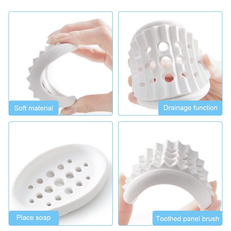 Mockery Soap Holder Tray with Drain Holes for Shower Scrubber Bathroom Kitchen Sponge, Self Draining Non-Slip Stand Soap Holder, Silicone Drainer Dish (Random Color, Pack of 2) - Image 5