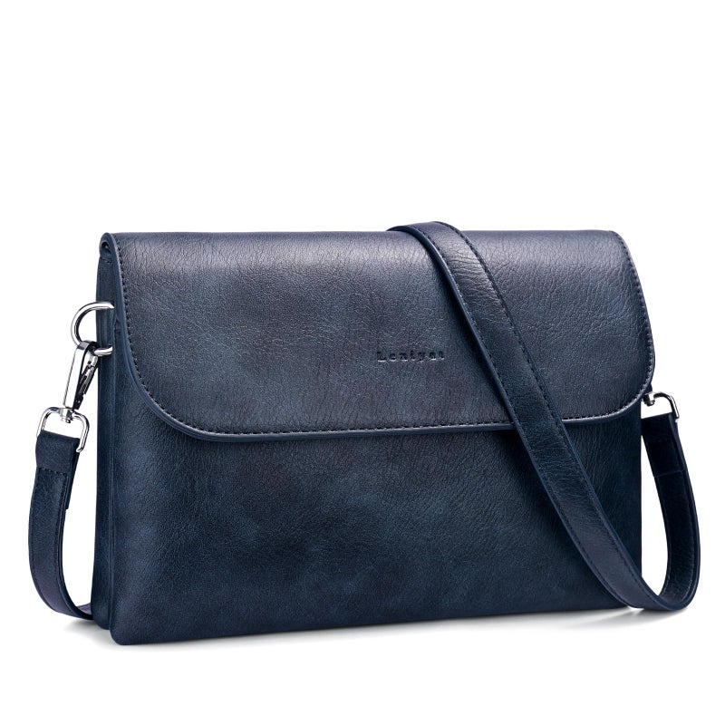Lexiyat Crossbody Bags for Women Vegan Leather Travel Small Cell Phone Purse Rfid Shoulder Bag with 2 Straps Blue - Image 1