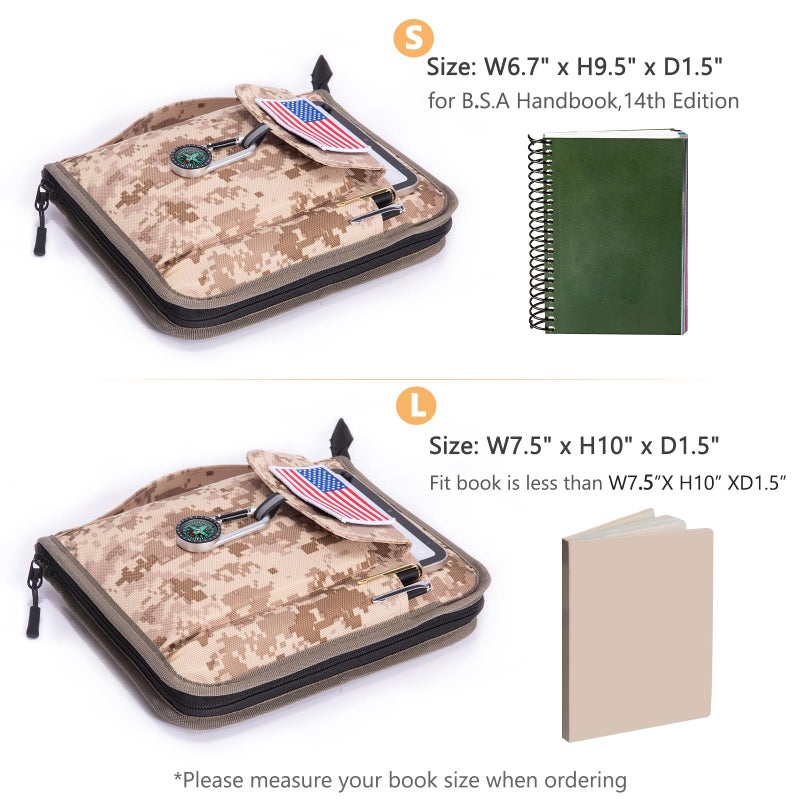 Aplufine Handbook Book Cover Compatible with BoyScoouts Handbook with Amercan Flag Patch and Compass - Book Sleeve - Handbook Protector for Boys Girls - Image 3