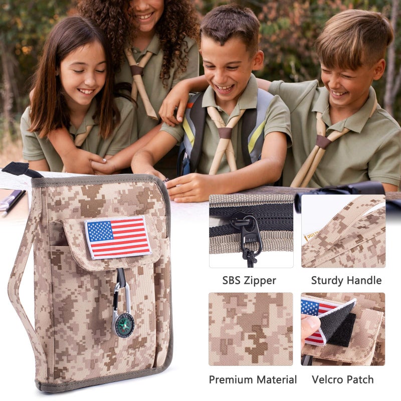 Aplufine Handbook Book Cover Compatible with BoyScoouts Handbook with Amercan Flag Patch and Compass - Book Sleeve - Handbook Protector for Boys Girls - Image 5