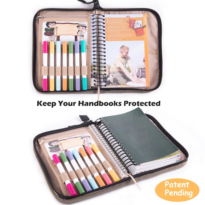 Aplufine Handbook Book Cover Compatible with BoyScoouts Handbook with Amercan Flag Patch and Compass - Book Sleeve - Handbook Protector for Boys Girls - Image 2