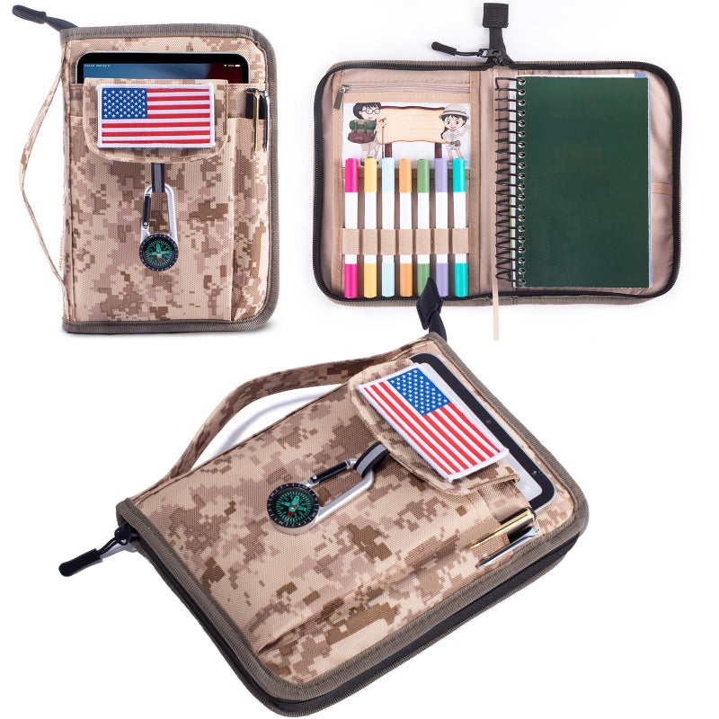 Aplufine Handbook Book Cover Compatible with BoyScoouts Handbook with Amercan Flag Patch and Compass - Book Sleeve - Handbook Protector for Boys Girls - Image 1
