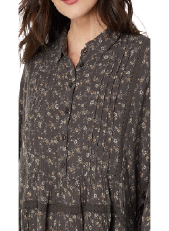 Lucky Brand Floral Popover Blouse Black Multi XS (US 0-2) - Image 3