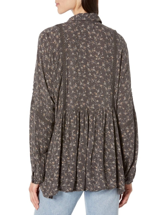 Lucky Brand Floral Popover Blouse Black Multi XS (US 0-2) - Image 2