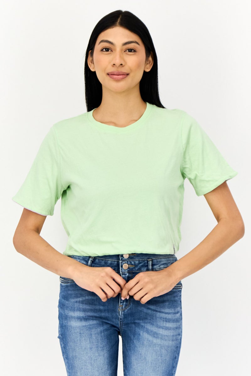 ONLY Women Reversible Crew Neck Short Sleeves Plain Crop T-shirt, Mint - Image 1