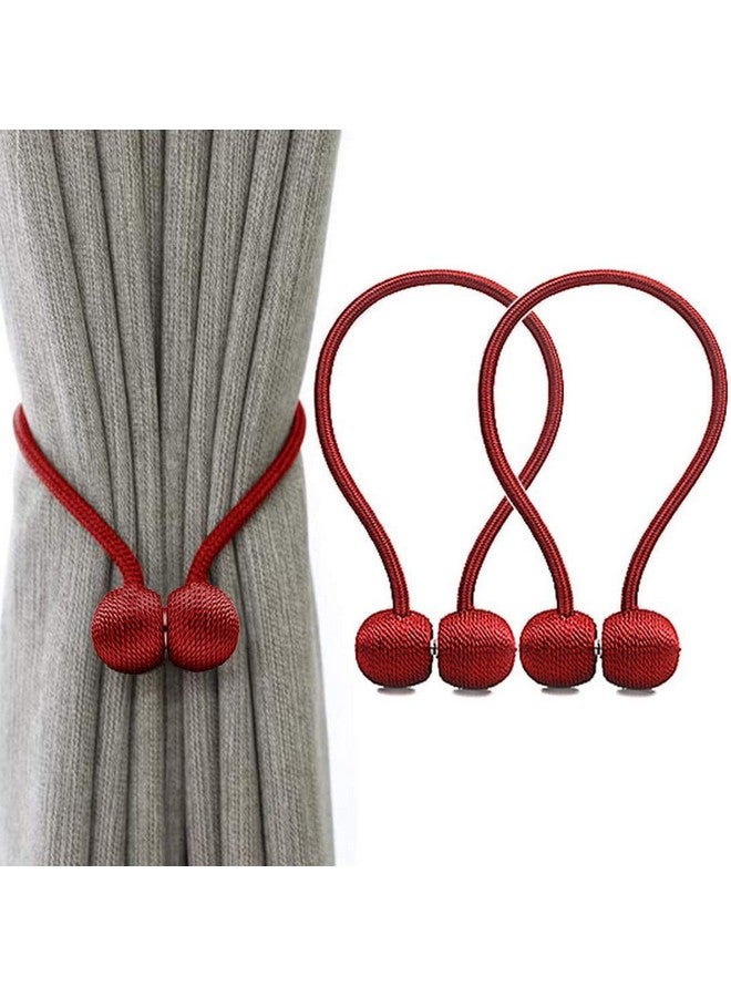 Home-Cloud Home Cloud Magnetic Curtain Tiebacks Curtain Drape Holdbacks Clips Rope Holder Buckles for Home Bedroom Office (1 Pair 2pcs, Maroon) - Image 1