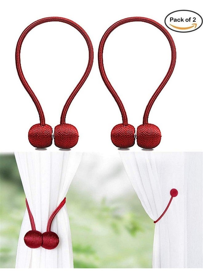 Home-Cloud Home Cloud Magnetic Curtain Tiebacks Curtain Drape Holdbacks Clips Rope Holder Buckles for Home Bedroom Office (1 Pair 2pcs, Maroon) - Image 2