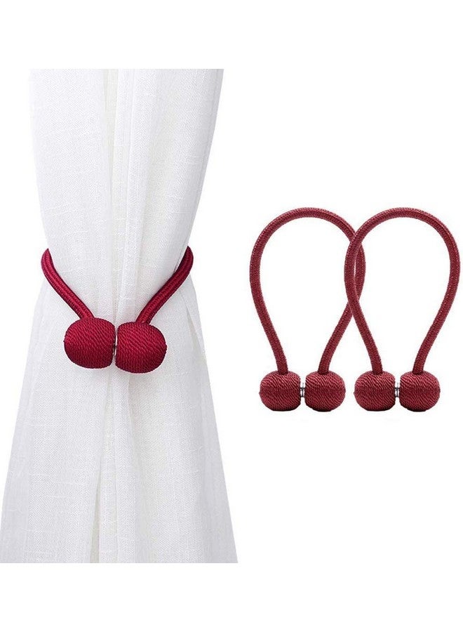 Home-Cloud Home Cloud Magnetic Curtain Tiebacks Curtain Drape Holdbacks Clips Rope Holder Buckles for Home Bedroom Office (1 Pair 2pcs, Maroon) - Image 3