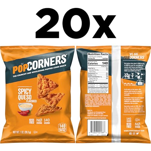 PopCorners Popped Corn Snacks, Spicy Queso, 1 Ounce Bags (Pack of 20) Packaging May Vary - Image 2