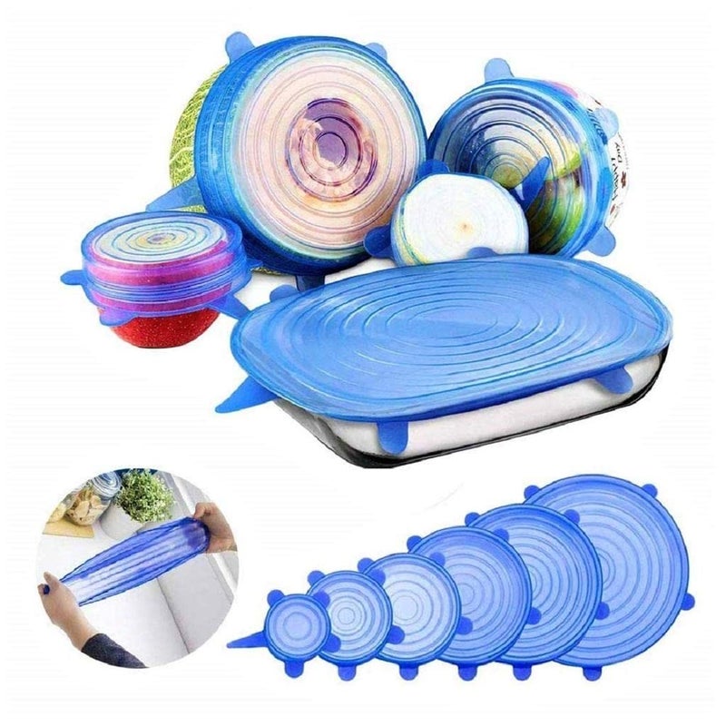 The Little Big Store Silicone Stretch Lids Reuseable Microwave Safe Flexible Covers (Set of 6) (Loose Pack)  - Image 2