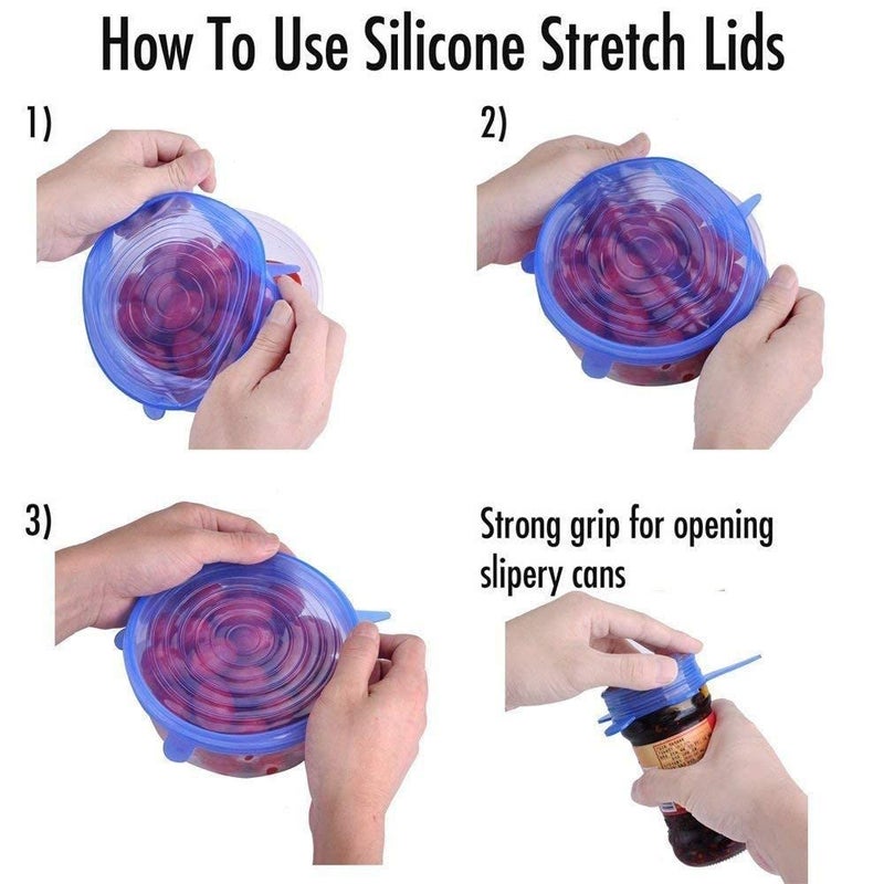 The Little Big Store Silicone Stretch Lids Reuseable Microwave Safe Flexible Covers (Set of 6) (Loose Pack)  - Image 4