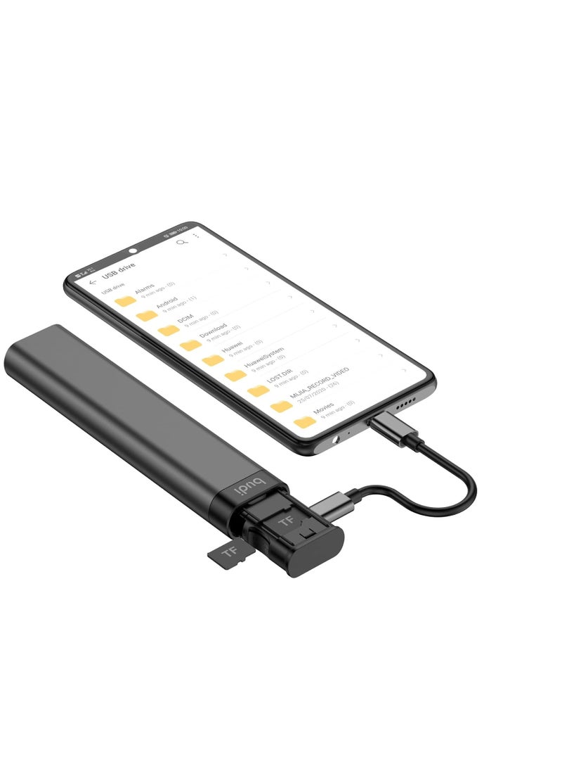 budi - Budi 9-in-1 Multi-Functional Cable Stick – Compact Travel Adapter Kit with 65w USB-C, Lightning, Micro-USB Adapters, SIM & TF Card Storage, Phone Stand, and Fast Charging Support - Image 1