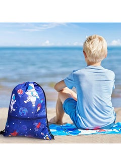 WAWSAM Space Drawstring Bag - Waterproof Drawstring Backpack Swim Pool Bag for Boys Kids Beach Gym Bag Sport String Bag Shopping Swimming Travel Sackpack with Zipper Pocket Lightweight  - Image 4