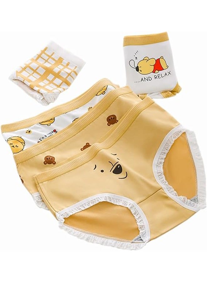 women’S underwear soft breathable cotton brief ladies cute panties Japanese lingerie 5-pack (yellow/white,)  - Image 1