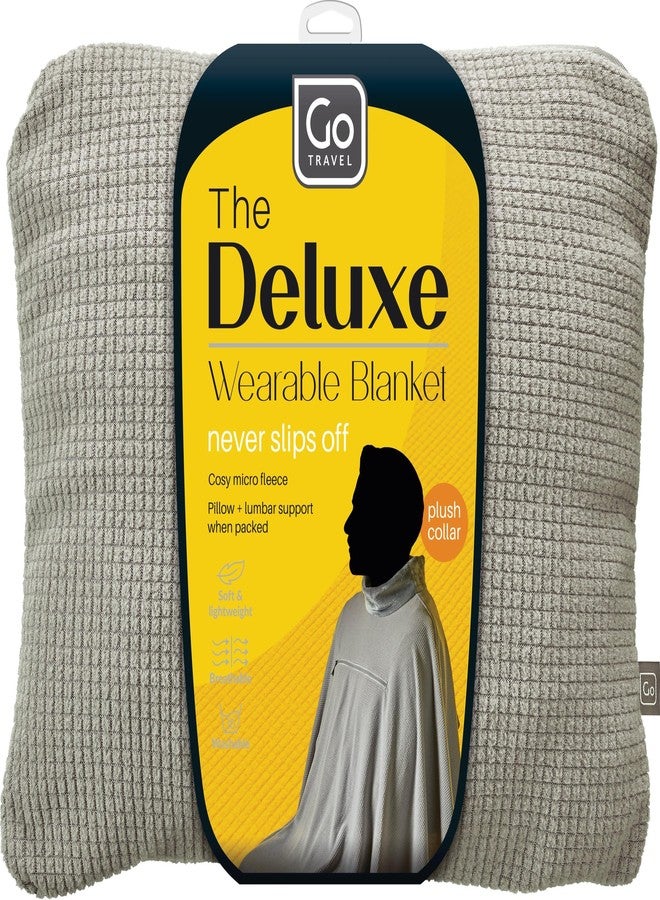 Go Travel Deluxe Wearable Blanket, Cozy, Fleece Blanket for Comfortable Rest in Airplane, Bus, Car, and Train, Doubles as Pillow and Lumbar Support, Packs in with Luggage, Travel Essentials, Gray - Image 1