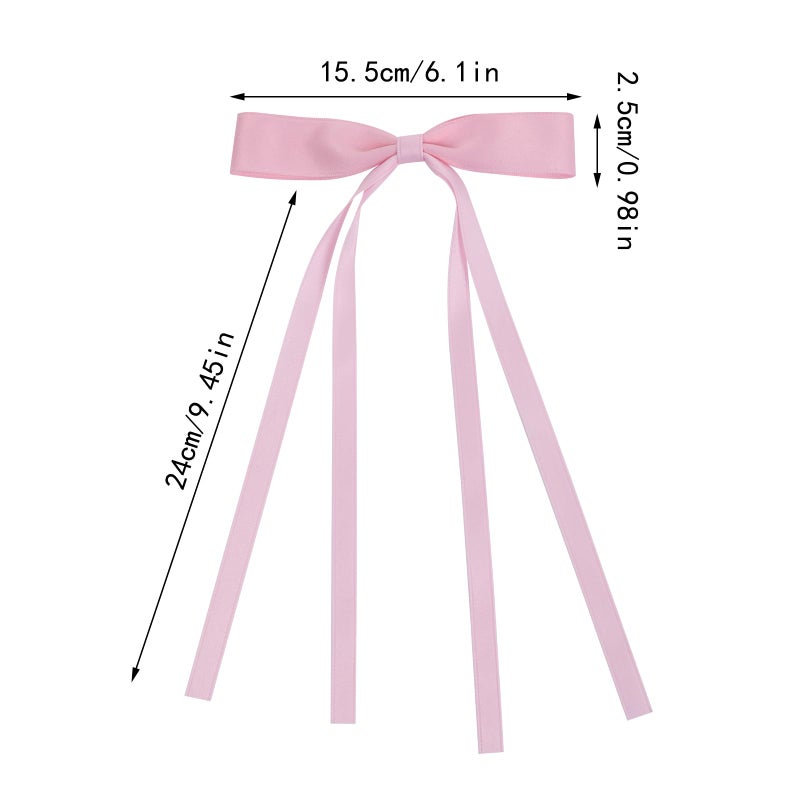 WORTL Hair Bows Clips Coquette Ribbon Bowknot with Long Tail Princess Hair Bows French Barrettes Hair Accessories for Women Girls 16PCS (Pink, White) - Image 2