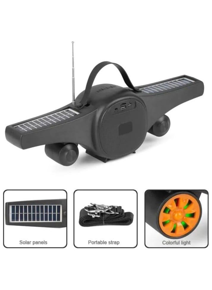 kisonli SC-21 Portable Wireless Bluetooth Speaker Supports USB/TF Card/RADIO Solar Power Charging Strong Stereo Sound LED Light Portable Strap Speaker for Portable and Portable - Image 2