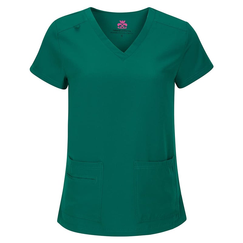 Natural Uniforms Women's Cool Stretch V-Neck Top and Cargo Pant Set (True Hunter Green, Medium) - Image 2