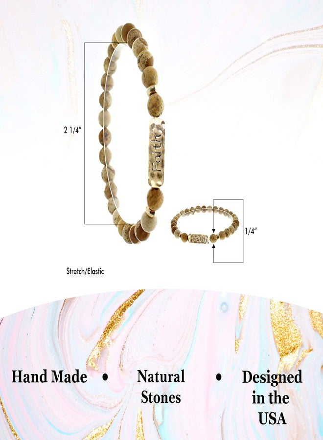 NTLX Christian Bracelets for Women - Faith Bracelet - Natural Stone Stretch Message Bracelet - Inspirational Message Jewelry - Great Gift (Brown/Beige) - Image 4