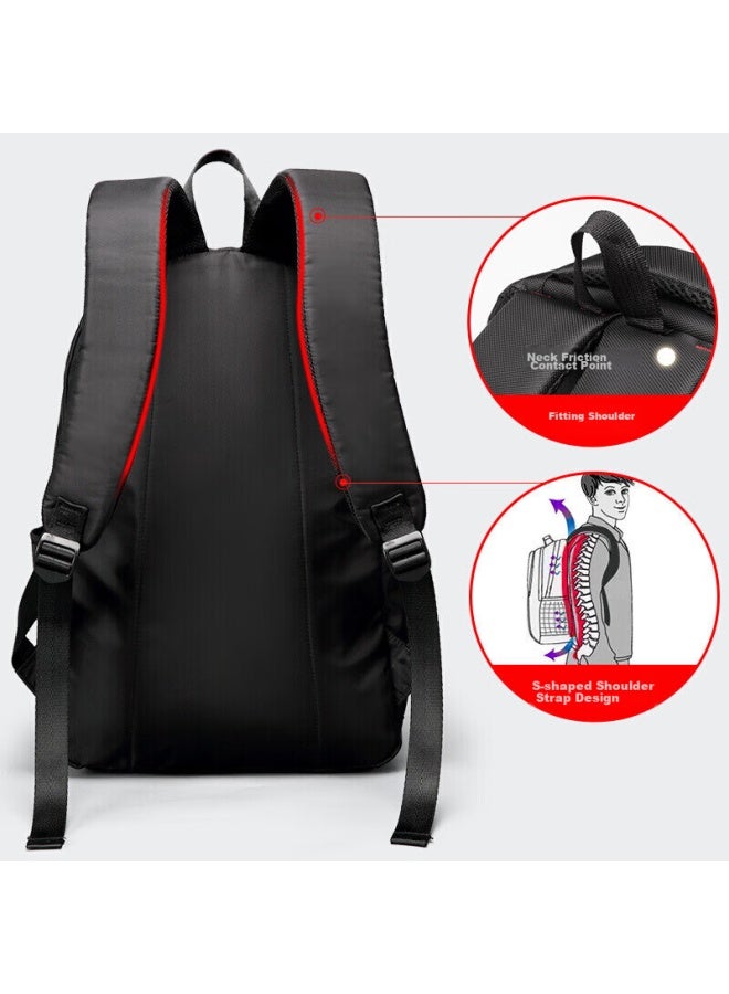 V.nine Backpack For Men, 14-inch Laptop Bag, Large Capacity, Water-resistant, Casual Sports School Bag For Women, Black - Image 3