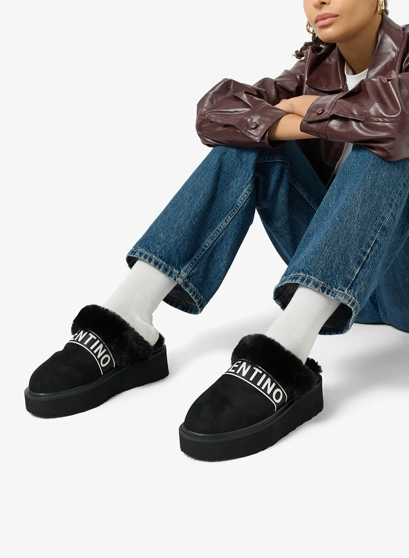 VALENTINO BY MARIO VALENTINO  Fur Detail Logo Sliders for Women | Best Price UAE