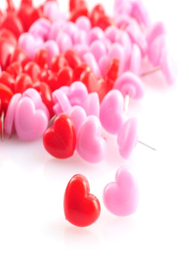 Lind Kitchen 100pcs Heart Shape Push Pins for Home School Office Notice Board Cork Board,Cute Thumbtacks Tacks Decorative Pushpins Accessories Supplies(Pink +Red) - Image 1