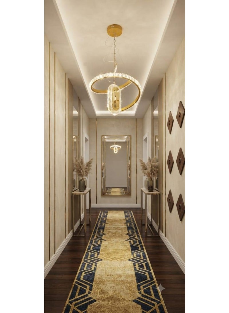 نجفة ليد (LED) مودرن بتصميم حلزوني متداخل مع كريستال مضيء - لون ذهبي فاخر - Image 3