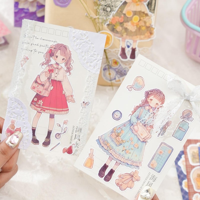 DEOXY Pack of 4 Book Sweet Love Gentle Series Cartoon Cute Two-Dimensional Journal DIY Paper Self Adhesive Decorative Stickers Decorative Wax Seal Stickers 3D Envelope Seal Sticker (DX-0011) 10 cm - Image 3