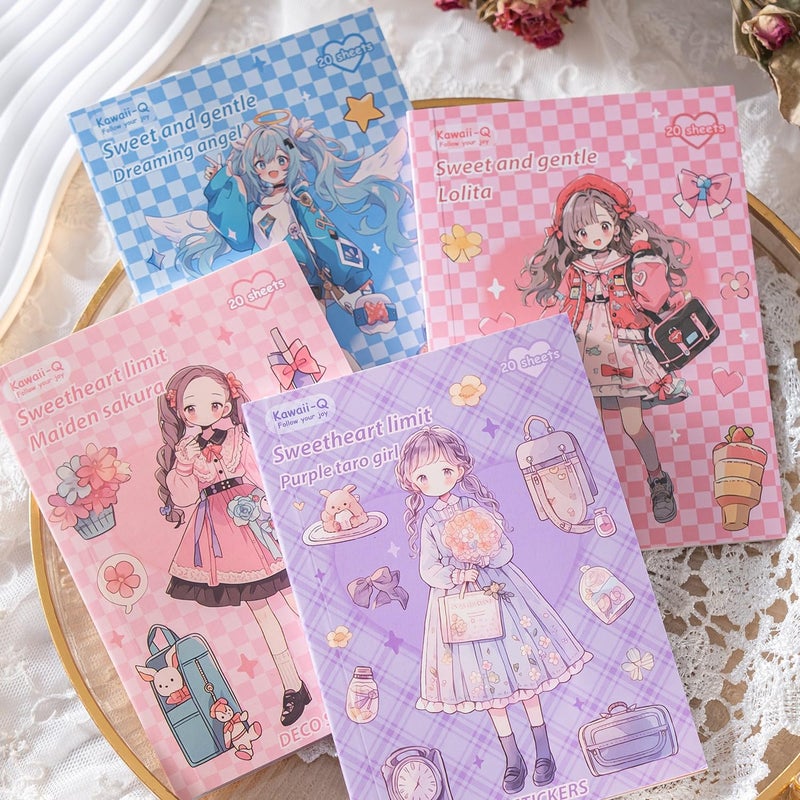 DEOXY Pack of 4 Book Sweet Love Gentle Series Cartoon Cute Two-Dimensional Journal DIY Paper Self Adhesive Decorative Stickers Decorative Wax Seal Stickers 3D Envelope Seal Sticker (DX-0011) 10 cm - Image 5