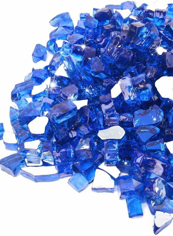 GASPRO 20-Pound Fire Glass - 1/2 Inch Reflective Tempered Fireglass with Fireplace Glass and Fire Pit Glass, Cobalt Blue Reflective - Image 1