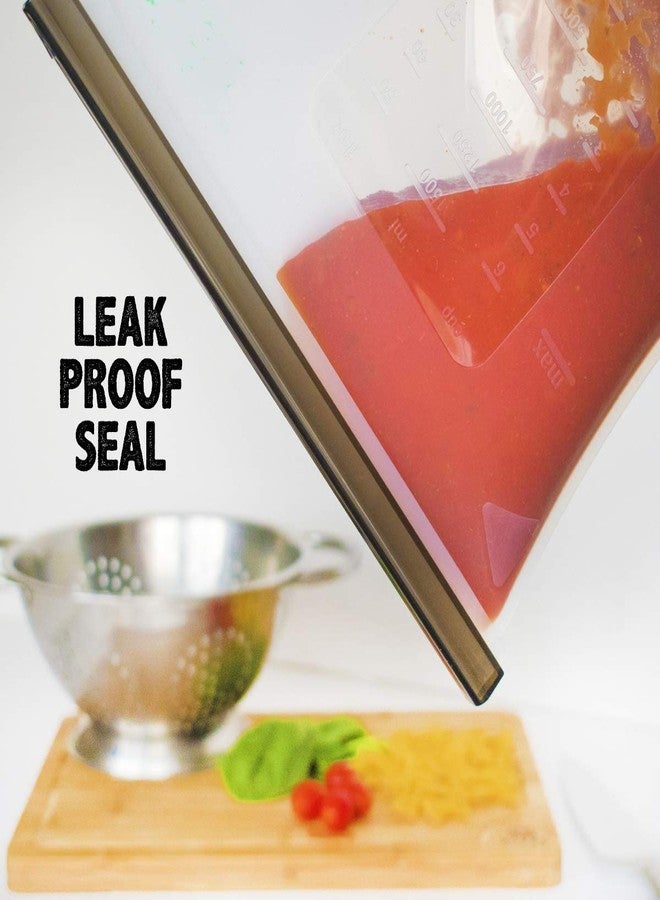 RD MALL 4 PCS 1000 ML Food Preservation Airtight Seal Storage Bags Food Grade & BPA Free Freezer Bags for Snack, Sous Vide, Liquids, Fresh Lunch Preservation, Microwave & Dishwasher Safe (Multi-color) - Image 3